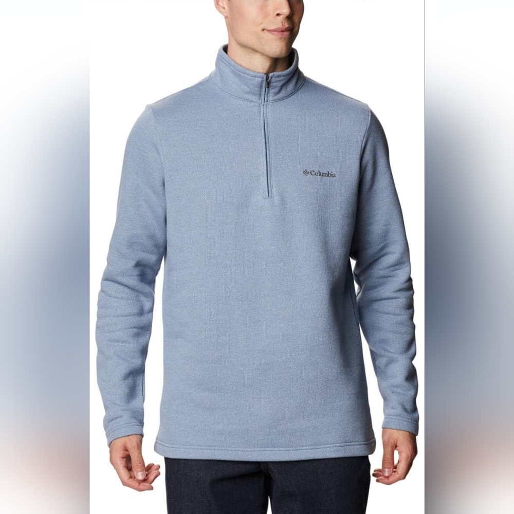 Columbia Mens Half Zip Sweatshirt size Medium Great Hart Mountain III Bluestone
